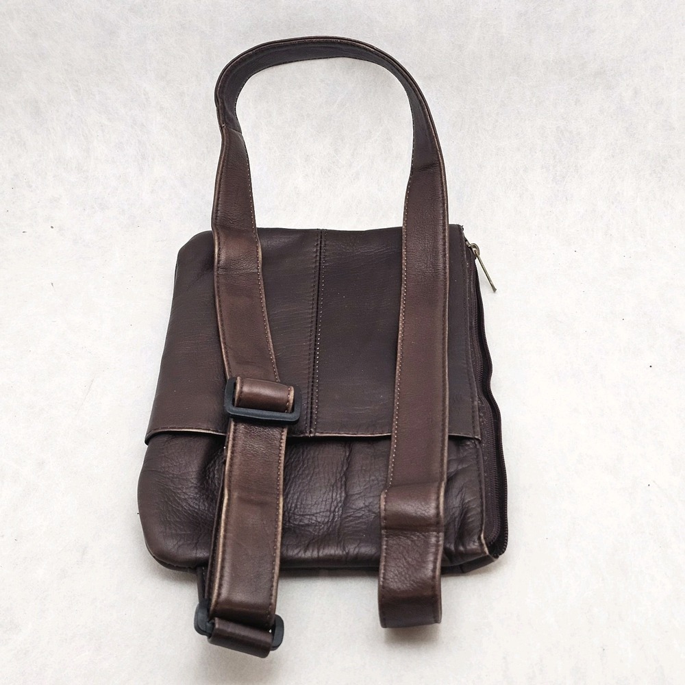 EUC Vtg HOBO International Brown Leather Crossbody Organizer Bag Made n Colombia - Picture 3 of 8